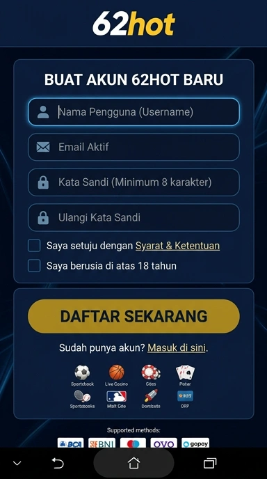 Cara Mudah Daftar Akun 62hot di Android