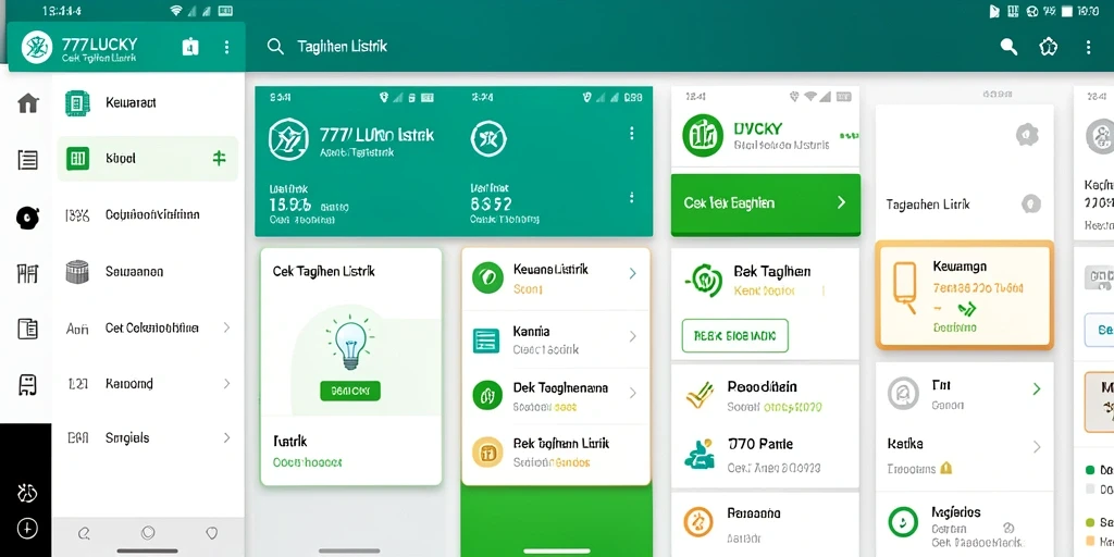 Antarmuka 777LUCKY untuk cek tagihan listrik.