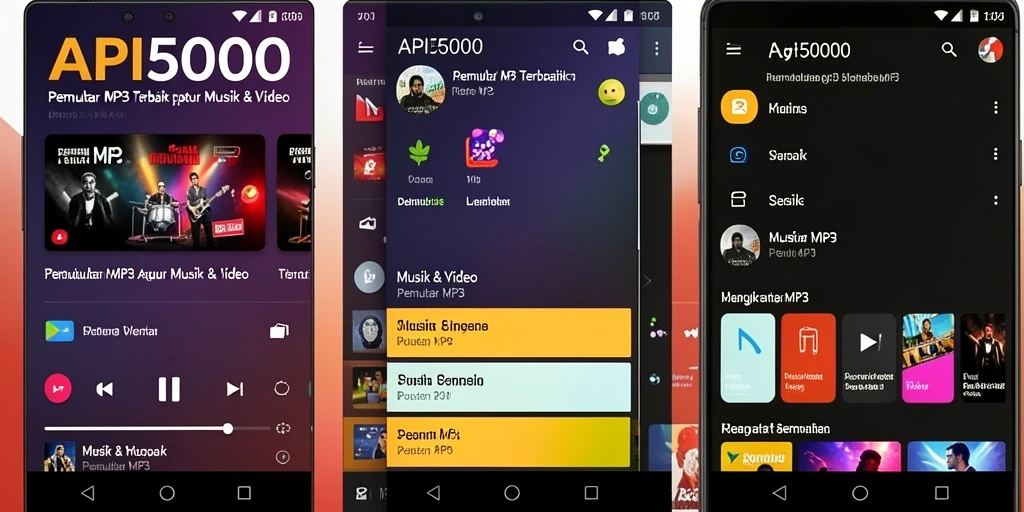 Antarmuka pemutar MP3 API5000 yang menarik.