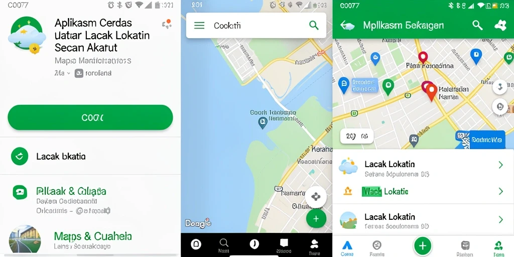 Antarmuka C0077 yang menampilkan fungsi pelacakan lokasi secara real-time.