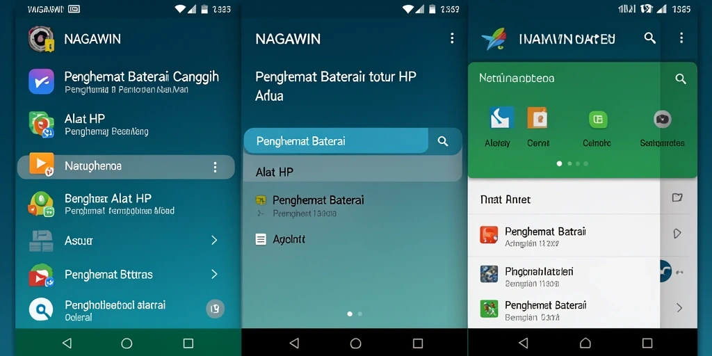 Antarmuka NAGAWIN menunjukkan fitur penghemat baterai yang mudah digunakan.