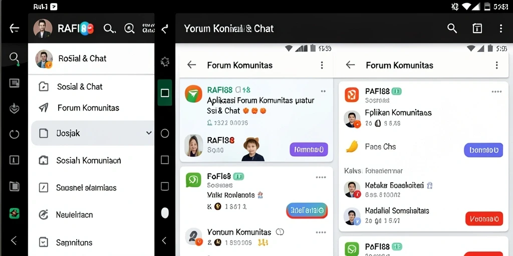 Tampilan antarmuka pengguna aplikasi Forum Komunitas RAFI88 yang menarik.