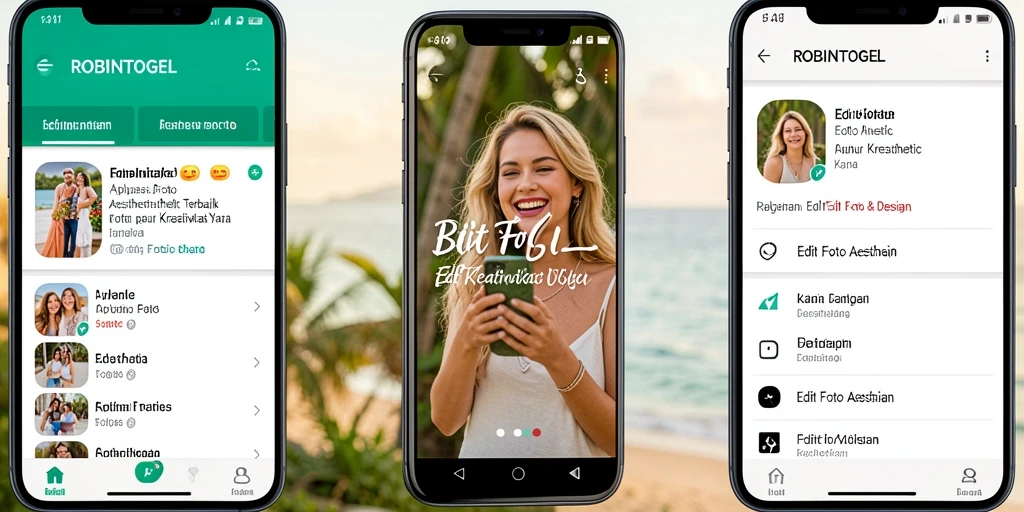 Tampilan screenshot utama ROBINTOGEL dengan fitur Edit Foto Aesthetic.