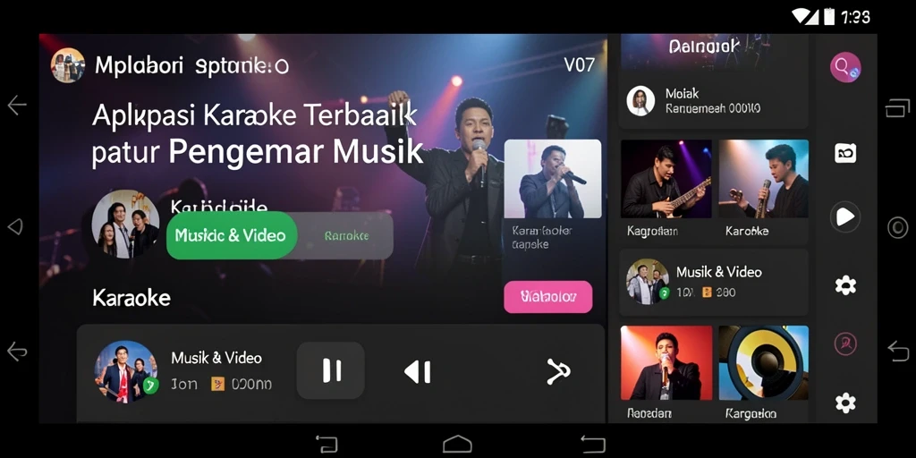 Antarmuka aplikasi V07 untuk karaoke yang menarik dan intuitif.
